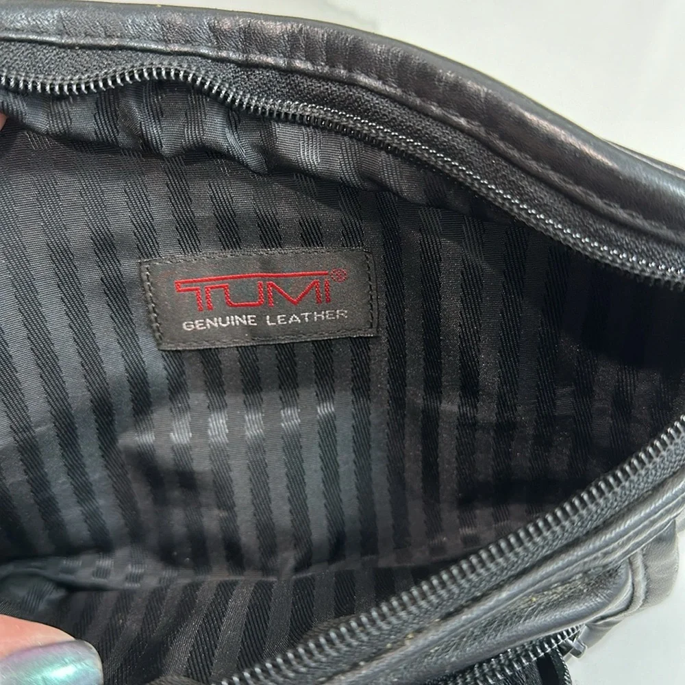 Tumi Black Leather Crossbody Belt Bag - Picture 6 of 8
